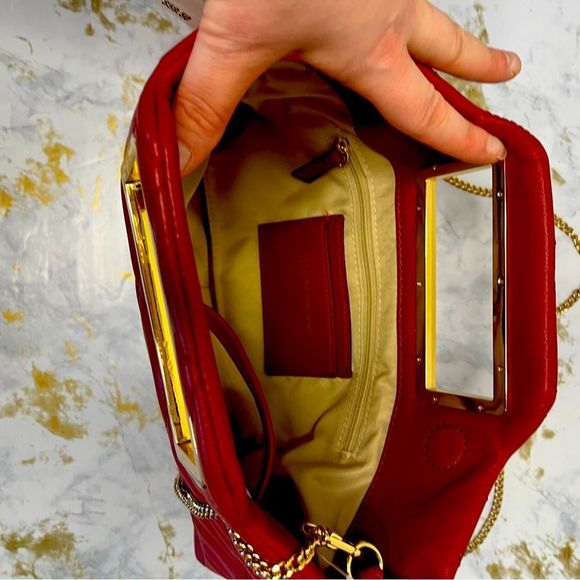 JUDDITH RED CRIMSON GOLD CLUTCH/XBODY - Picture 2 of 5